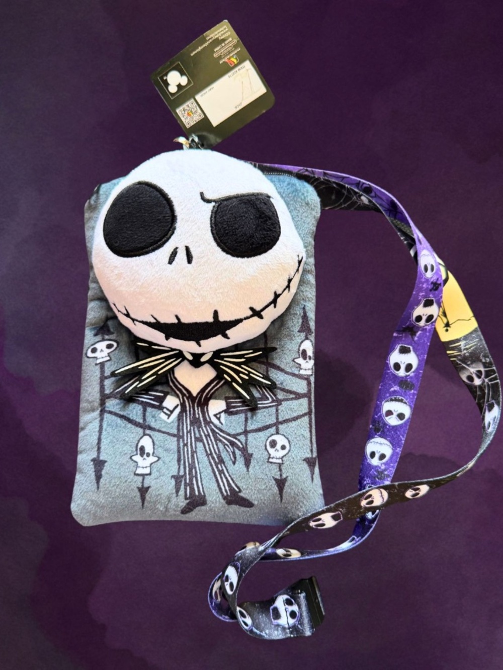 Disney Jack Skellington Nightmare Before Christmas Plush Lanyard Pouch, Has Tags